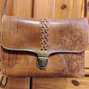 Patricia Nash Bianco Map Riot Rust Crossbody Clutch Handbag